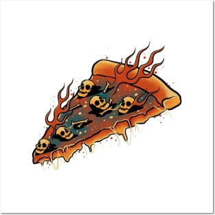 Pizza skull Posters and Art